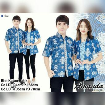 SB Collection Couple Atasan Kartika Batik Kemeja Blouse Sarimpit-Biru  