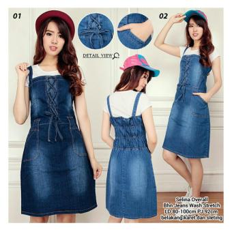 SB Collection Dress Selina Jeans Overall-Biru Muda  