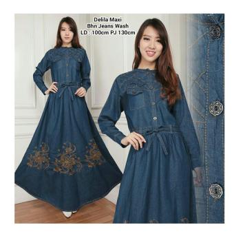 SB Collection Maxi Dress Delila Gamis Jeans-Biru  