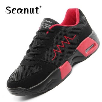 Seanut Air Mesh Men Boots Work Safety Shoes Steel Toe Cap For Anti-Smashing Anti-Puncture Durable Breathable Protective Footwear Sneakers (Black-Red) - intl  