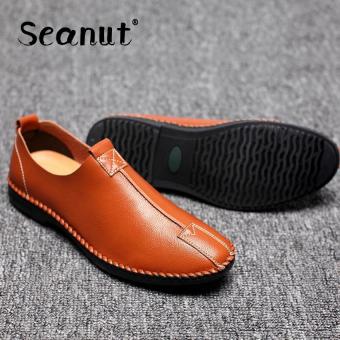 Seanut Business Casual Simple Slip-Ons & Loafers Leather Shoes For Men (Brown) - intl  