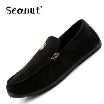 Seanut Fashion Leather Slip On Men Loafers Casual Shoes (Black) - intl  