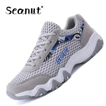 Seanut Fashion Men's Breathable mesh shoes casual shoes Sneakers (Grey,Blue) - intl  