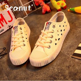 Seanut Fashion White Shoes New Lace-Up Canvas Casual Shoes Walking Shoes (White) - intl  