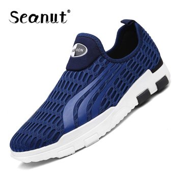 Seanut Men's casual fashion breathable net sports shoes low help Snekaers(Blue) - intl  