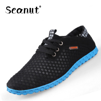 Seanut Men's Casual Sneakers Breathable Mesh Shoes (Black) - intl  