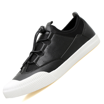 Seanut Men's Flats Casual Skater Shoes (Black)  