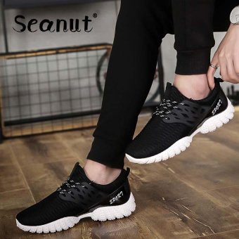 Seanut New Fashion Men's Breathable Casual Shoes Sports Running Sneakers (Black) - intl  