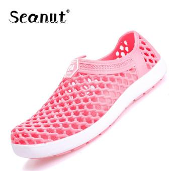 Seanut Summer hole shoes lady breathable shoes couple shoes sandals(Red) - intl  