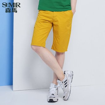 Semir summer new men thin straight plain cropped pants(Yellow) - intl  