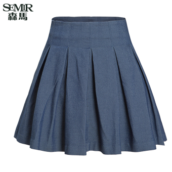Semir summer new women simple plain skirt(Light Blue) - intl  