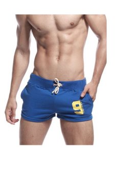 SEOBEAN Mens Low Rise Sports Soft Training Short Pants (Blue)  