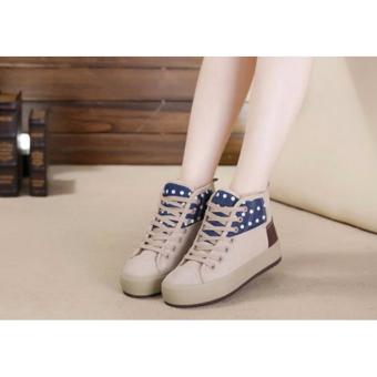 Sepatu Boots Wanita Sneakers Korea BW29 Cream  