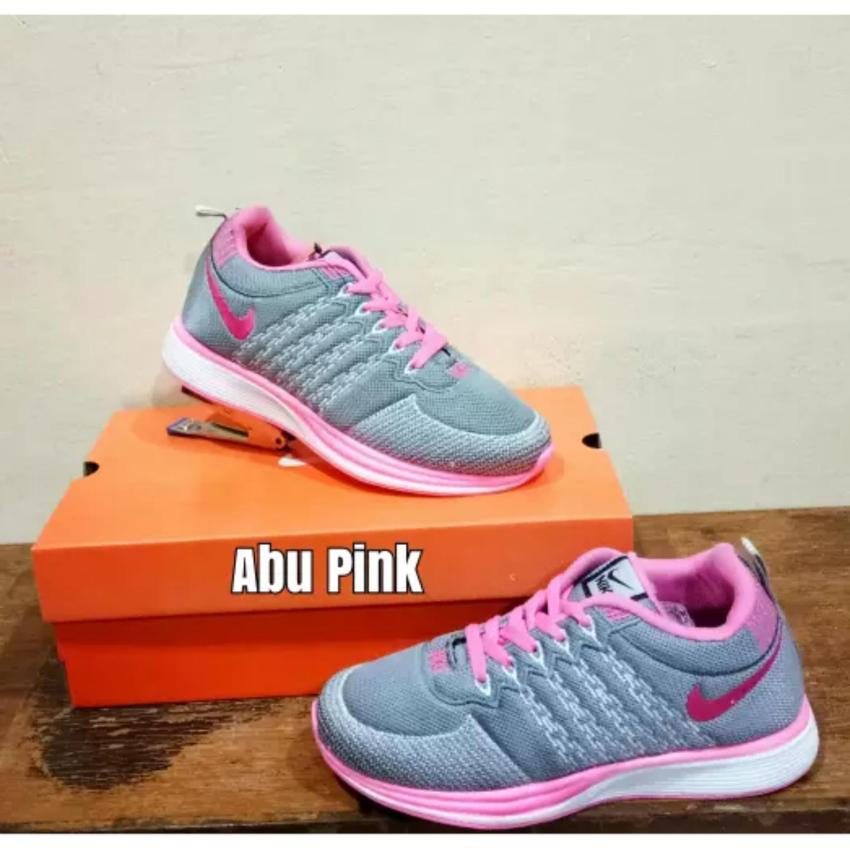 Sepatu Casual Running Nike Air Max Free Zoom Fly Knit Women Untuk Anak Wanita Cewe Senam Olah Raga Lari Joging Hitam Abu Biru Pink Grade Ori Murah Grosir  