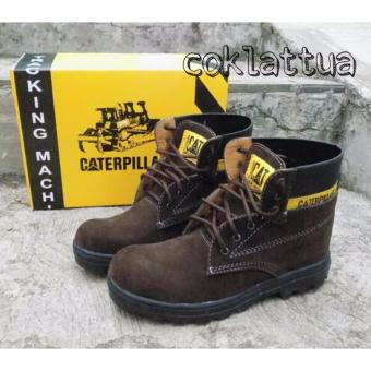 Sepatu Caterpillar Boots Safety - Dark Brown  