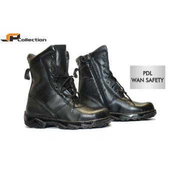 Sepatu PDL Wan Safety Ujung Besi Warna Hitam Bahan Kulit Asli Kelas 1 Merk Jaferi  