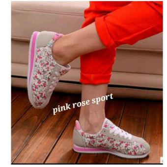 sepatu wanita fashion pink rose sport  