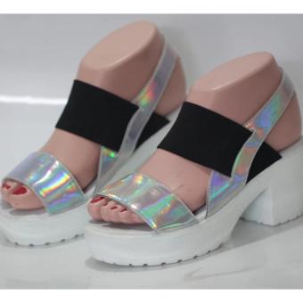 Sepatu Wanita Sandal Heels - Satu Ban Silver  