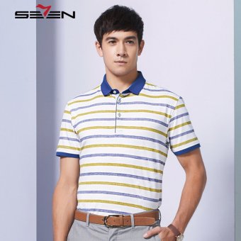 Seven brand stretch men polo shirt stripe contrast color golf tennis sport tee  