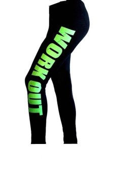 Sexy Green Work Out Printed Leggings Fitness Pants  
