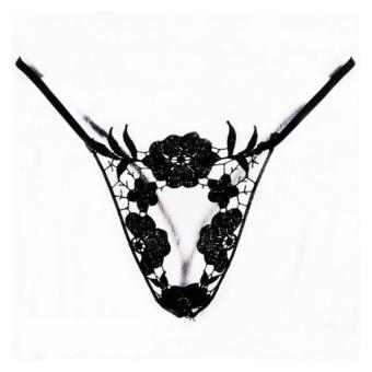 Sexy openwork embroidery thong underwear open crotch panties(black) - Intl  