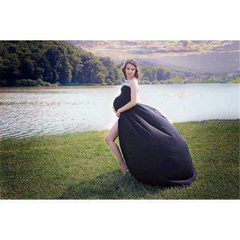 Sexy summer maternity photography props gown pregnant women clothing dresses for photo shoot pregnancy clothes bra pants fancy?Black? - intl  
