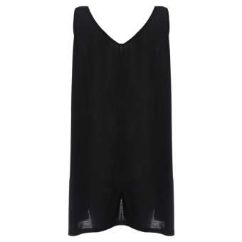 Sexy V-neck Backless Criss-cross Pure Color Vest Dress for Ladies(BLACK)(Size:3XL)(Int:M) - intl  