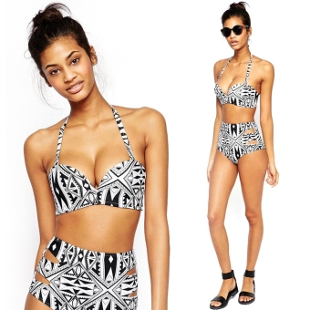 Sexy Women Hater Padded Underwire Geometric Print Bikini Set Swimwear Beach - intl  