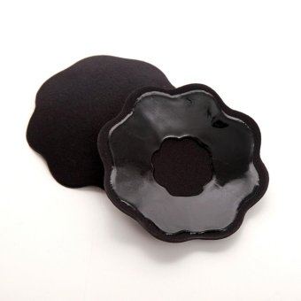 Sexy Women New Self Adhesive Strapless Silicone Bust Backless Invisible Push Up Bra Plum Flower Form Freebra--Black - intl  