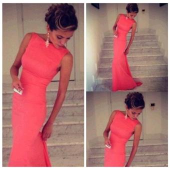 Sexy Women Sleeveless Backless Bodycon Cocktail Party Formal Long Dress (Pink) - intl  