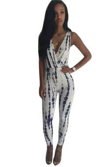 Sexy Women's Sleeveless Jumpsuit Printing Rompers Deep V-neck Party wear N215  