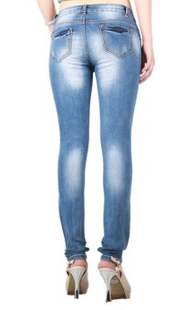 Shexiangmrs Womens Denim Stretch Distressed Skinny Jeans W201  