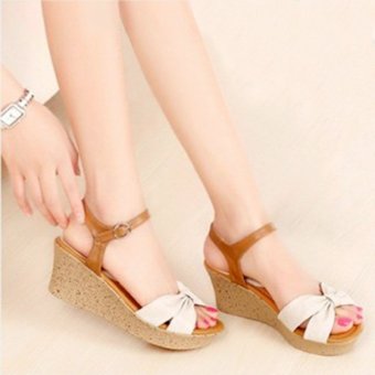 SHOES Sandal Wedges Wanita - Sepatu Wedges Cewek SDW54-putih  