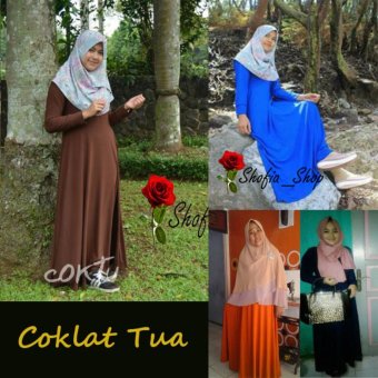 Shofia - Coklat Tua- Gamis Polos Jersey Super Busui Muslimah All Size Fit to XL  