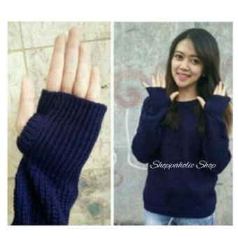 Shoppaholic Shop Sweater Thumb Hand - Navy  