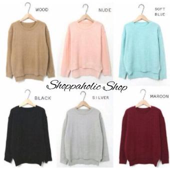 Shoppaholic Shop Sweater Wanita Plain - Silver  