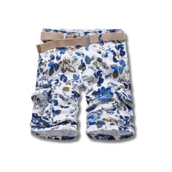 Shorts Summer Men Beach Loose Cotton (Blue)  