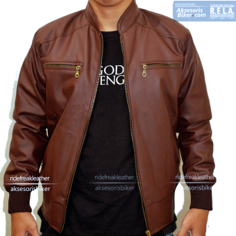 Silverstone RFLA Varsity Faux Leather Jacket - Dark Brown  