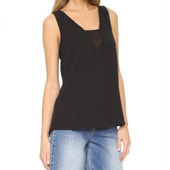 Simple V-Neck Patchwork Pure Color Tank Top for Women  