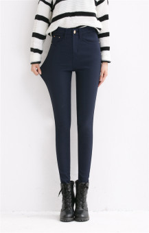 Skinny Jeans Woman High Waist Winter Plus Thick Velvet Korean Big Yards Feet Pencil Jeans Blue - intl  