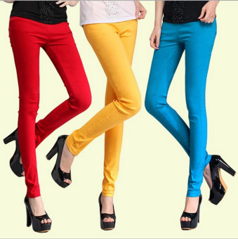 Slim Diary New Korean Fashion Outer Wear Candy Waist Render Pencil Pants(Color:Blue) - intl  