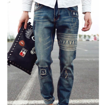 Slim Hole Stretch Pants Thin Section Men's Jeans Casual Men's Pants - Intl  