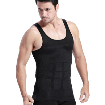Slim Lift Body Shaping For Man / Slimming Shirt - Baju Singlet Pelangsing Pria - Hitam - L  