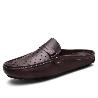 Slip-Ons & Loafers Leather Shoes Fashion Casual Shoes Low Cut Shoes(brown) - intl  