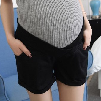 Small Wow Maternity Daily Loose Solid Color Thin Cotton Short Pants for Summer Black - intl  