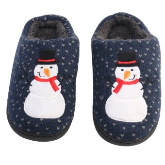 Snowman printed winter slippers for men and women christmas slippers to home plush velvet slippers nightmare - Intl  