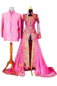 Solo My Kebaya Couple Kebaya Pengantin Syahrini Ekor - CP02 - Pink  