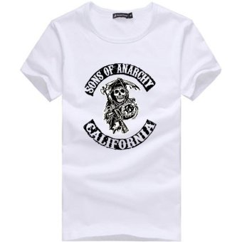 Sons of Anarchy Men Fashion Skull Print Short-sleeved T-shirt(White)  