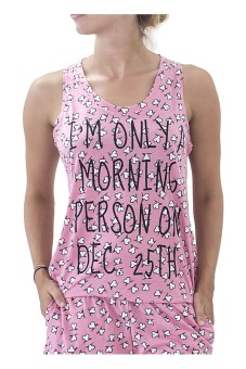 Sook Woman Tank Top (Print I'm Only A Morning Person on 25th Dec) - Pink  