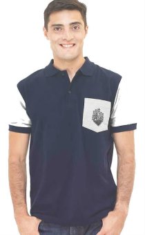 Spiccato SP 117.22 Polo Shirt Kasual Bahan Lacoste (Navy Combinasi)  